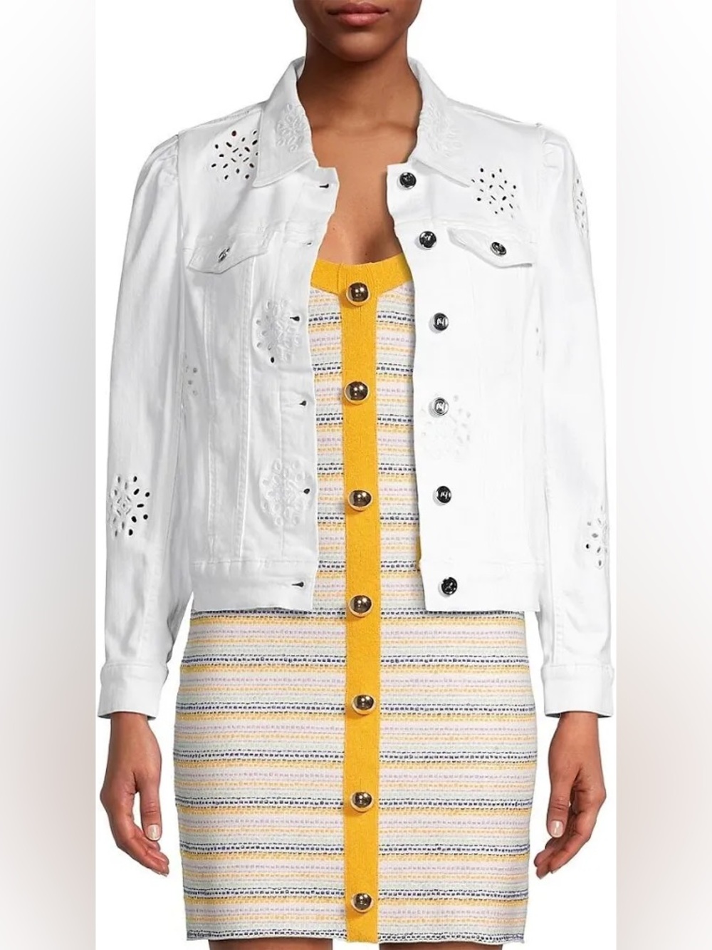 Milly White Eyelet Gemma Jacket Size Large - Picture 3 of 12